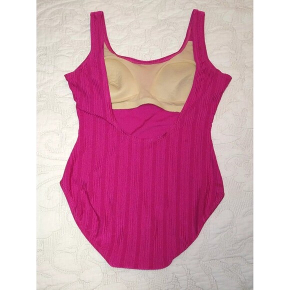 Vintage 90's Catalina Solid Hot Pink Swimsuit Size 1X - Picture 2 of 13